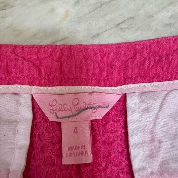 Lilly Pulitzer Adie Shorts Side Zip Bright Pink Size 4 100% cotton - Picture 3 of 7
